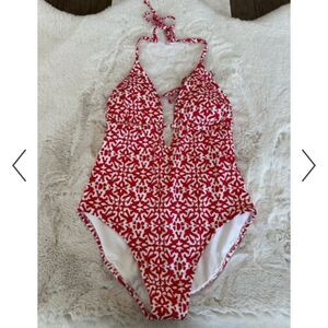 Vineyard Vines Halter One Piece Swimsuit  Color: Tile-Lighthouse Red